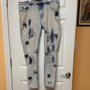 Men's Distressed Skinny Jeans in Black and Gray